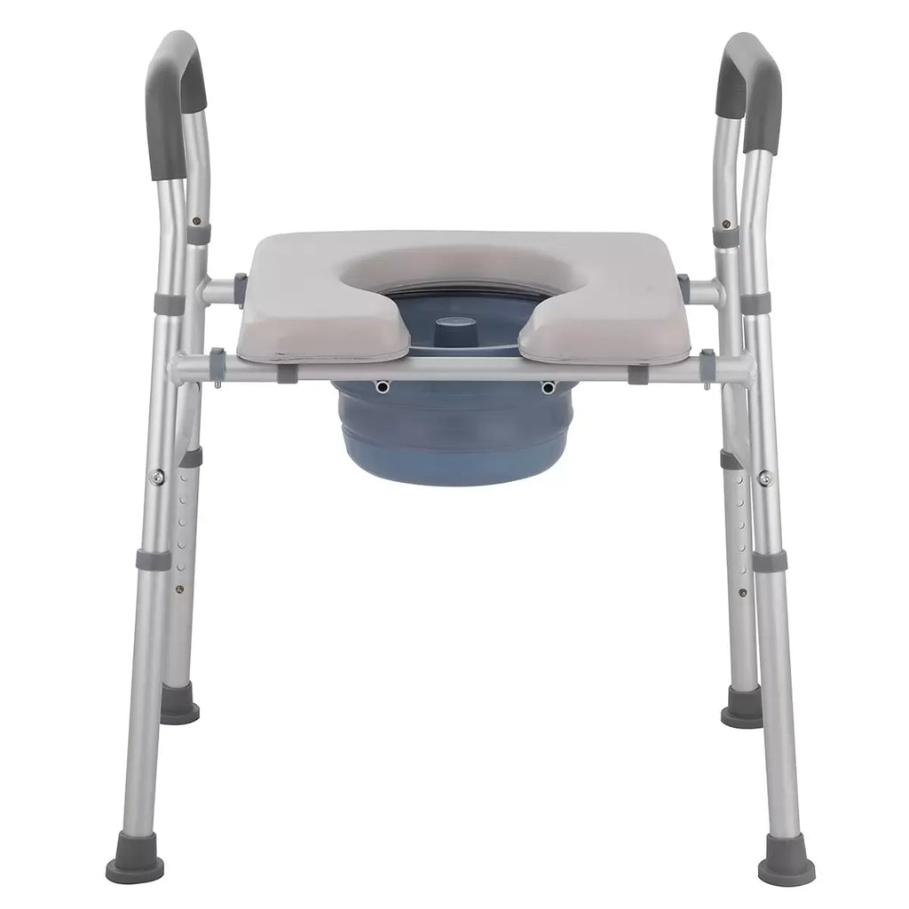 White Heavy Duty Bedside Commode, Raised Toilet Seat, Shower Chair, Adjustable Height 75.5-88cm