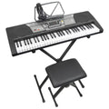 Black Digital Portable Keyboard Pack With Headphones, Stool, 61 Keys, 255 Voices, Adjustable Height Stand