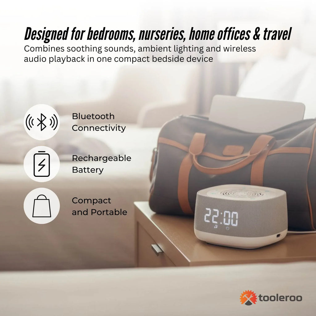 Tooleroo White Noise Machine Speaker - Bluetooth Night Light Sleep Sound