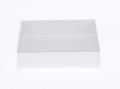 100 Pack of White Card Box - Clear Slide On Lid - 25 x 25 x 6cm - Large Beauty Product Gift Giving Hamper Tray Merch Fashion Cake Sweets Xmas