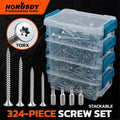 HORUSDY 324PCS Torx Wood Screws Assortment Kit Self Tapping with Storage Box