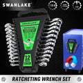 SWANLAKE 12Pcs Metric Ratcheting Spanner Set 6-18mm CR-V Steel 72-Tooth Holder