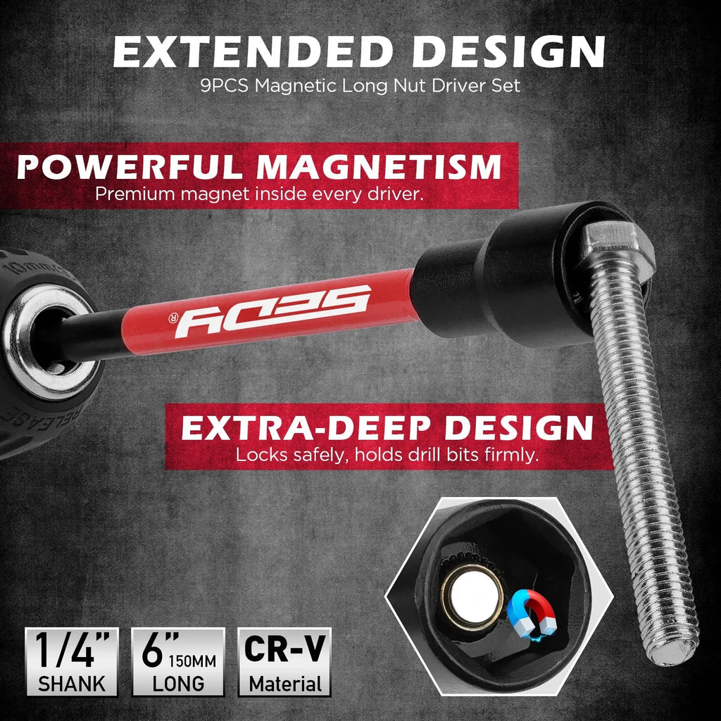 SWANLAKE 74Pcs Magnetic Nut Driver Set Impact Drill Socket Adapter Power Bit