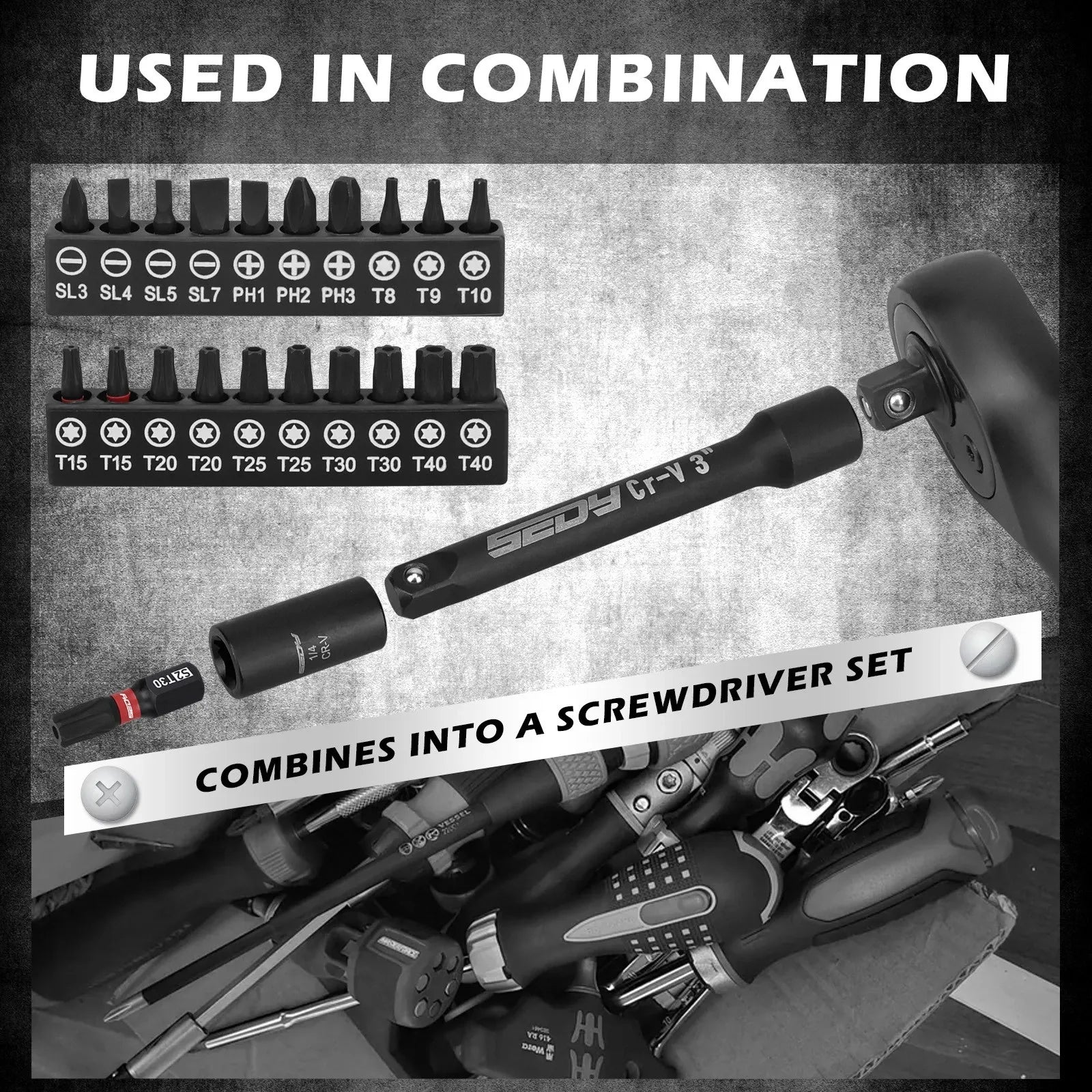 SWANLAKE 74Pcs Magnetic Nut Driver Set Impact Drill Socket Adapter Power Bit