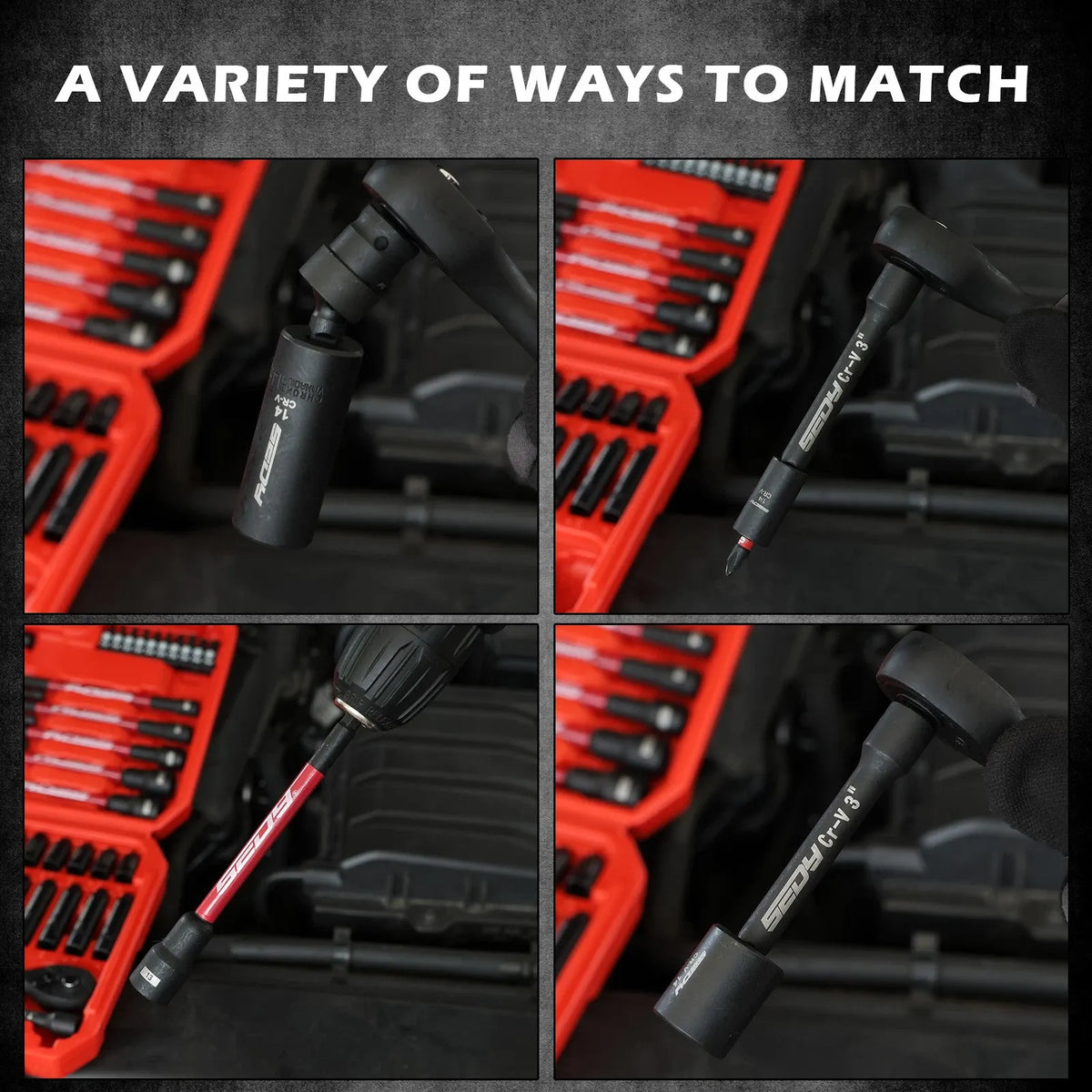 SWANLAKE 74Pcs Magnetic Nut Driver Set Impact Drill Socket Adapter Power Bit
