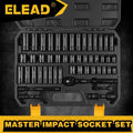 ELEAD 50Pcs 3/8'' Drive Impact Socket Set Deep Socket Metric Ratchet Adapter