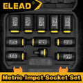ELEAD 11Pcs 1/2" Drive Deep Impact Socket Set 27-38mm Metric Cr-Mo Wheel Nut Kit