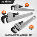 HORUSDY 3PCS Aluminum Straight Pipe Wrench Set 10" 14" 18" with Alloy Steel Jaws