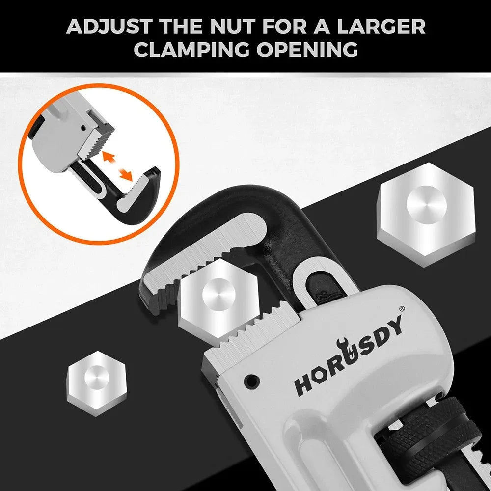 HORUSDY 3PCS Aluminum Straight Pipe Wrench Set 10" 14" 18" with Alloy Steel Jaws