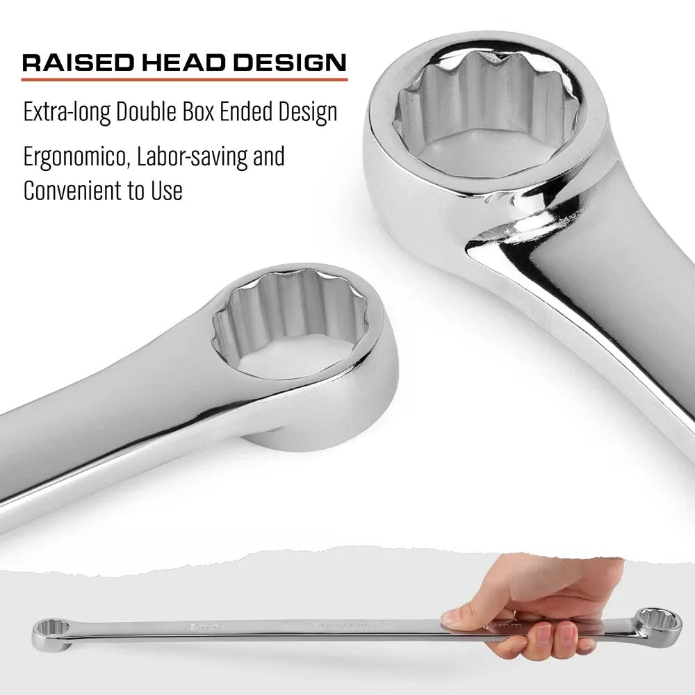 HORUSDY 8Pc Extra Long Aviation Spanner Set Double Ring Wrench 8-24mm 12 Point