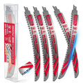 5-Piece 12" Reciprocating Saw Blades 6TPI Wood Pruning Curved Edge CR-V Steel