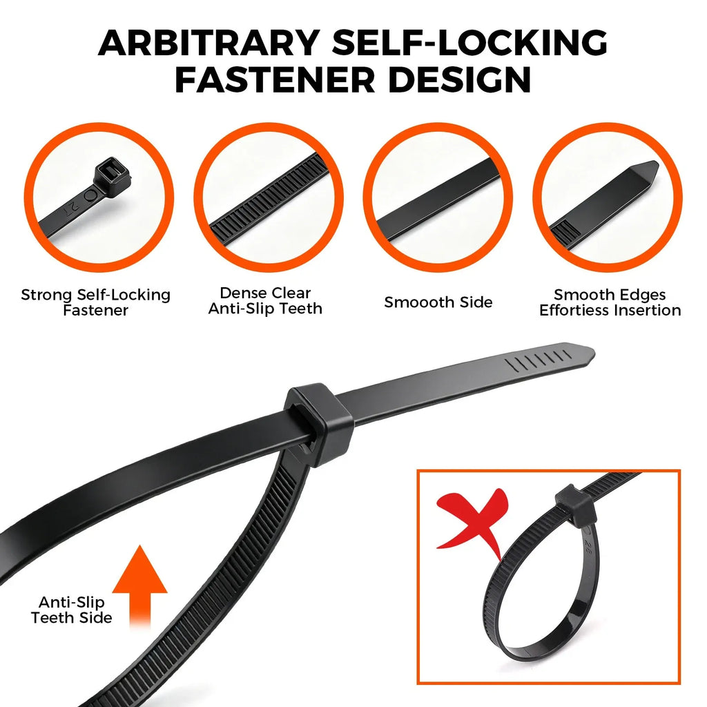 520Pcs Cable Ties Zip Ties Nylon UV Stabilised Bulk Black Cable Tie Black Au