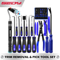 SEDY 18Pcs Auto Trim Removal Tool Kit Pick and Hook Set LED Magnetic Pickup
