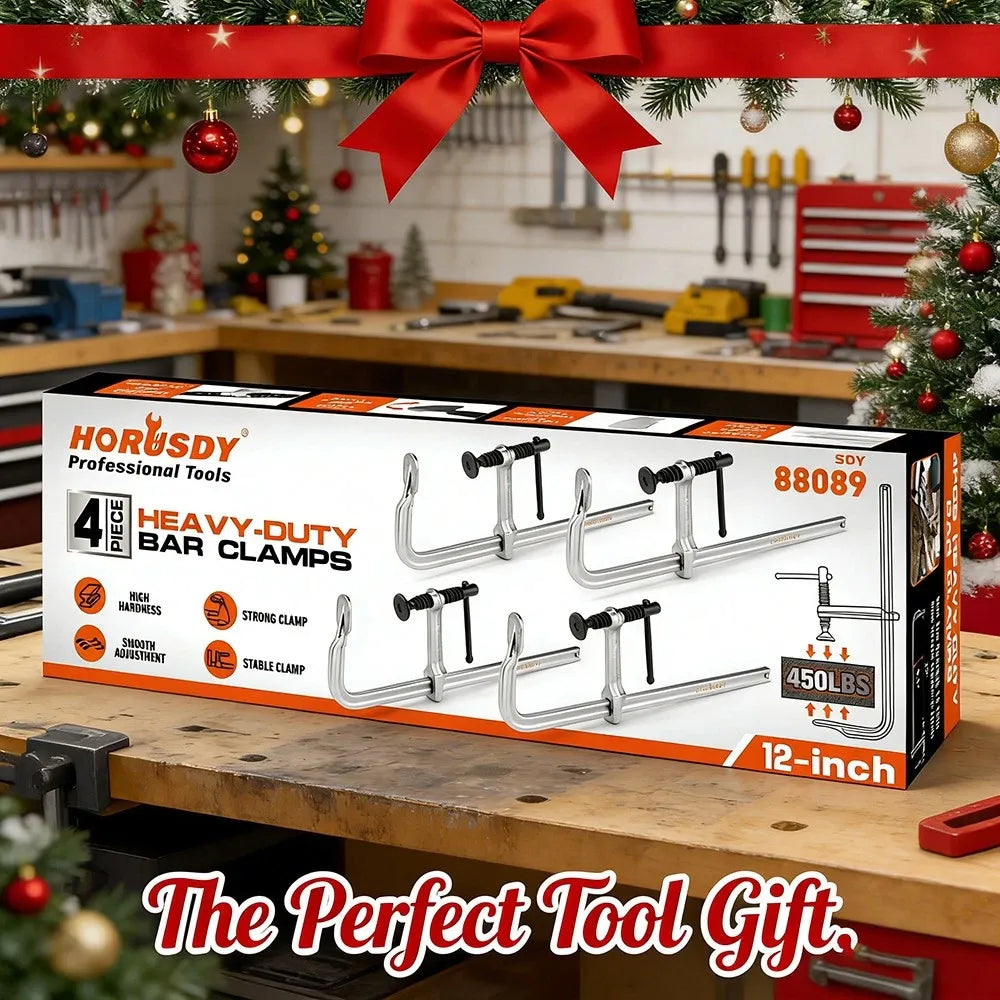 4Pcs 12" Heavy Duty F Clamp 450lbs Capacity Woodworking Drop-Forged Steel Frame