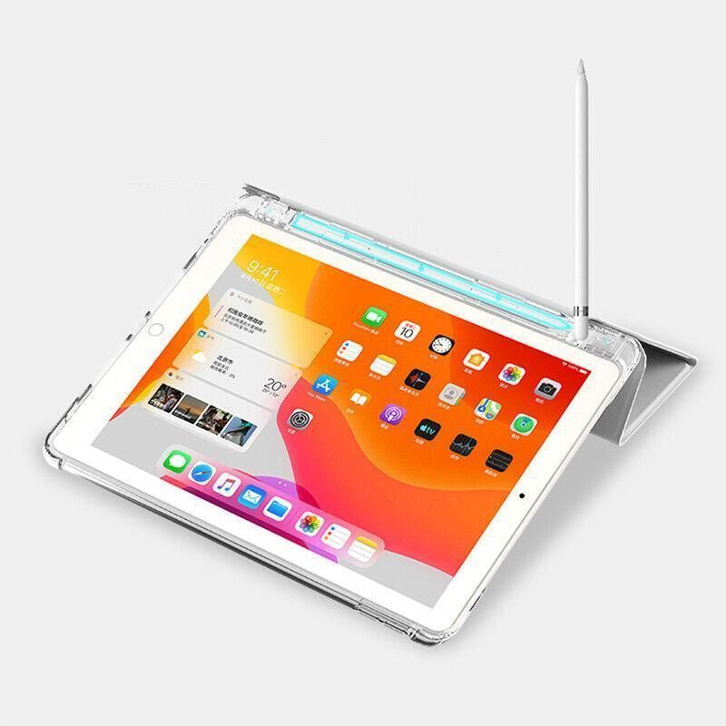 Shockproof Silicone iPad 2017 Case with Pencil Slot and Smart Cover – 6 Colour Options - Lavender Grey