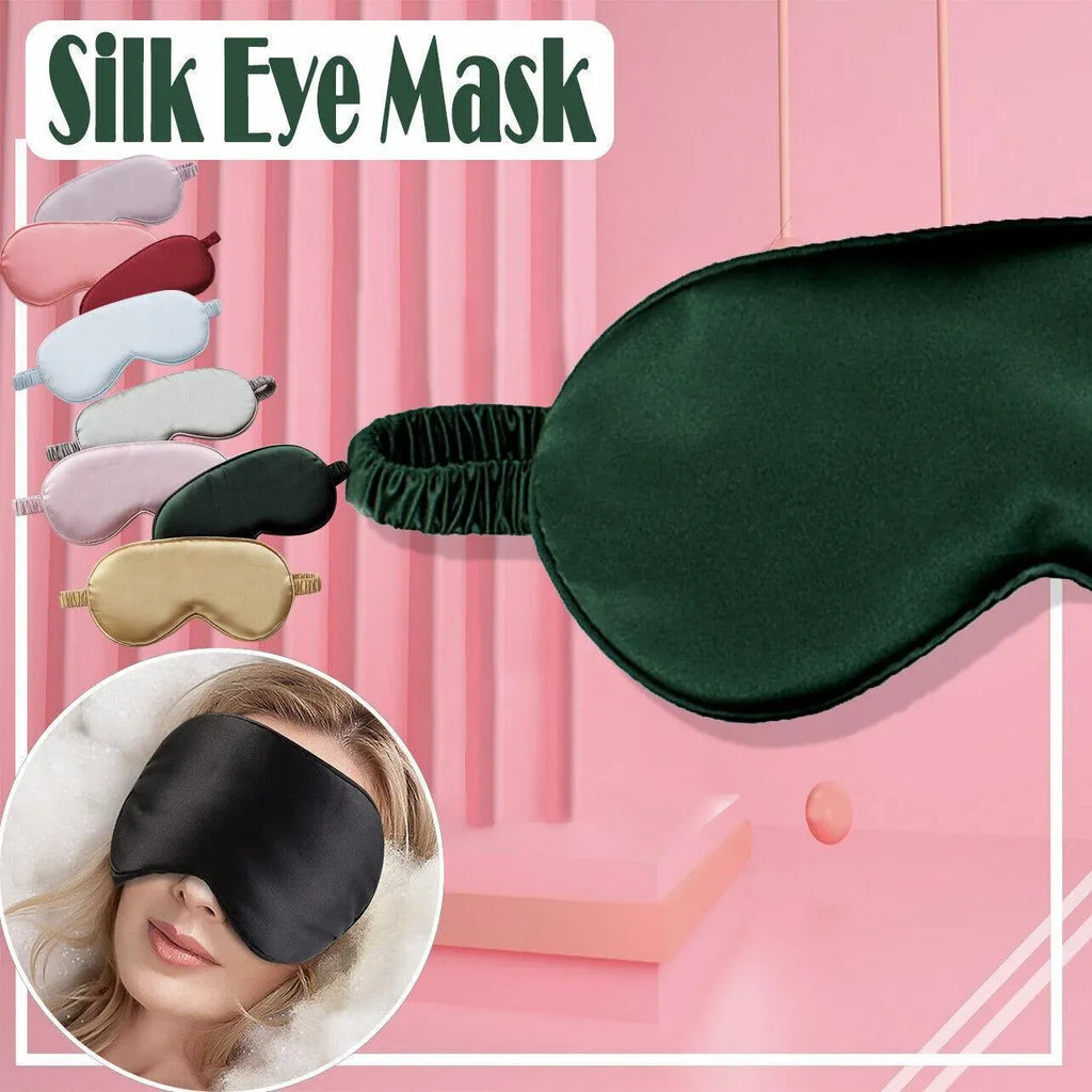 Pure Soft Silk Eyeshade Blindfold Sleep Eye Mask Cover Light Shade Travel Relax - Quietly Elegant Green