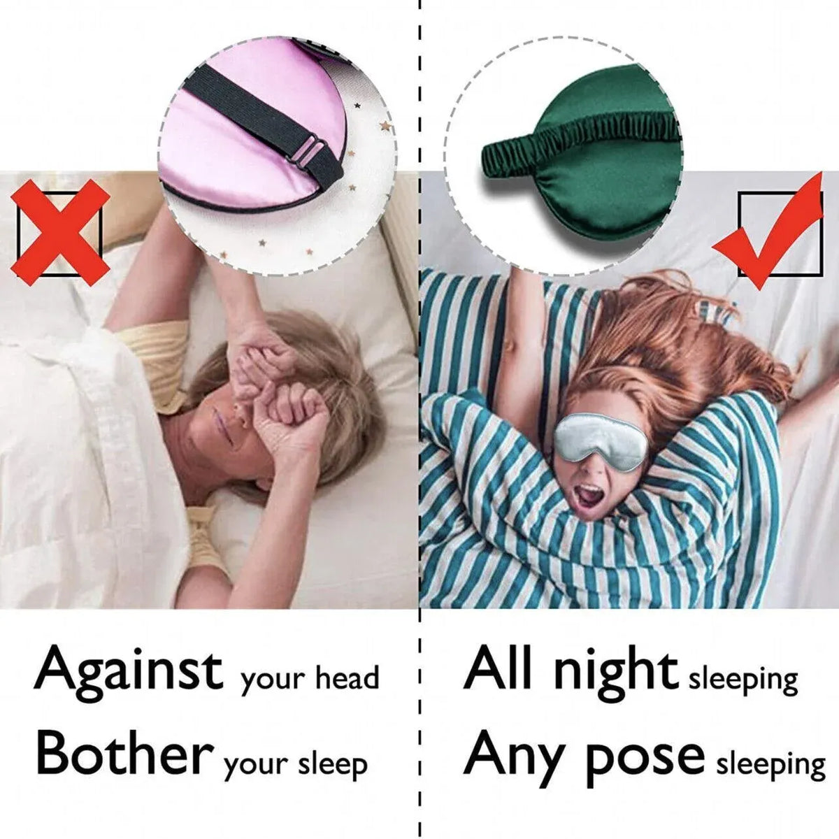 Pure Soft Silk Eyeshade Blindfold Sleep Eye Mask Cover Light Shade Travel Relax - Quietly Elegant Green