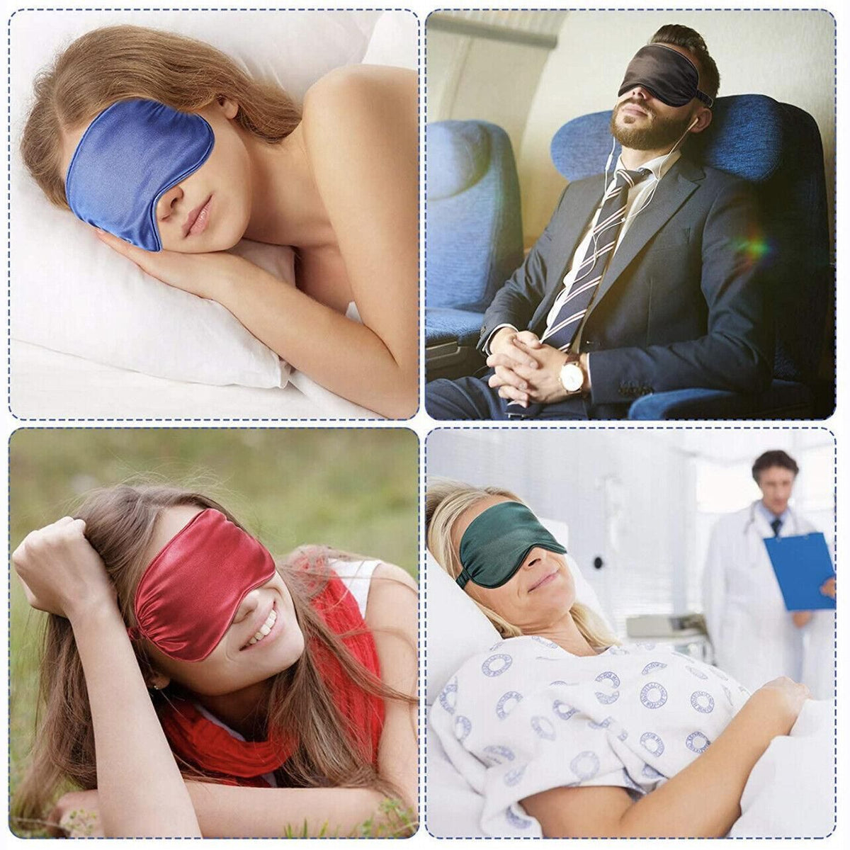 Pure Soft Silk Eyeshade Blindfold Sleep Eye Mask Cover Light Shade Travel Relax - Quietly Elegant Green