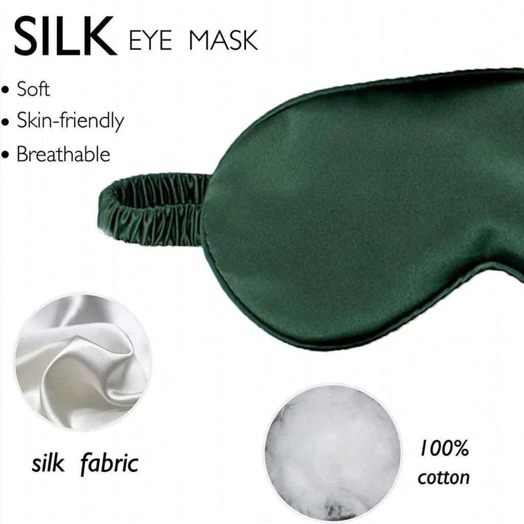 Pure Soft Silk Eyeshade Blindfold Sleep Eye Mask Cover Light Shade Travel Relax - Quietly Elegant Green