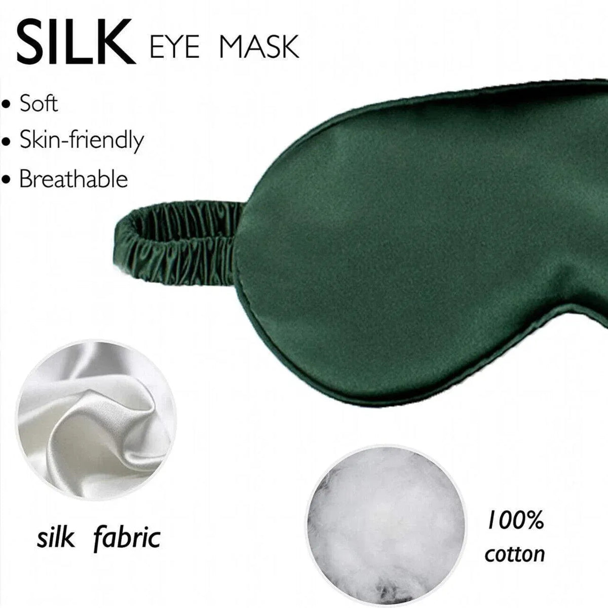 Pure Soft Silk Eyeshade Blindfold Sleep Eye Mask Cover Light Shade Travel Relax - Quietly Elegant Green