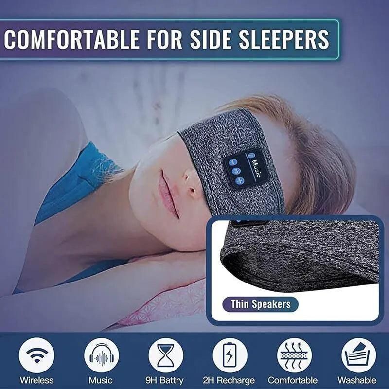 Wireless Bluetooth Eye Mask Headphones Sleep Headband for Relaxation and Meditation - Black