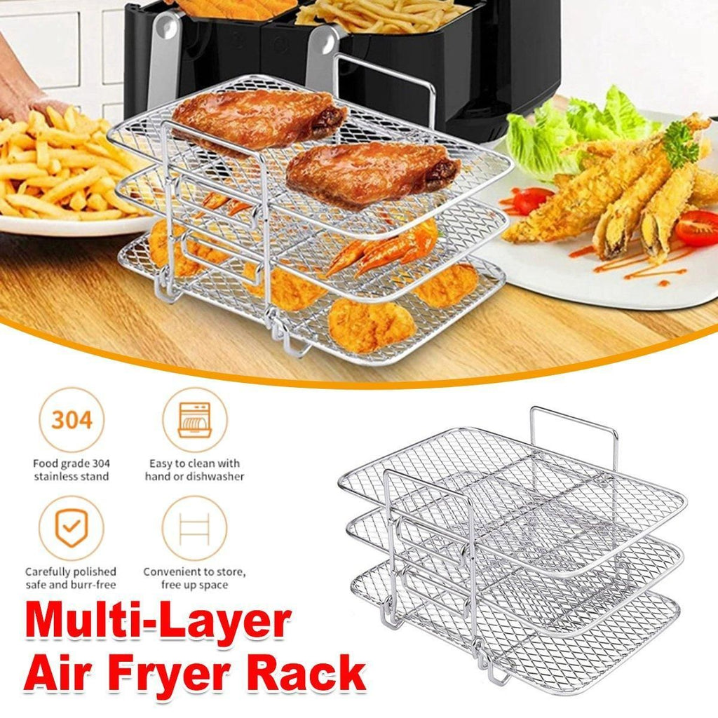 304 Stainless Steel Multi Layer Detachable Air Fryer Mesh Thickened Grill Shelf