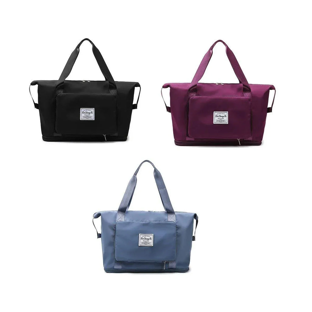 Large Capacity Travel Bag Foldable Luggage Tote Lightweight Storage Duffel Bag - Purple