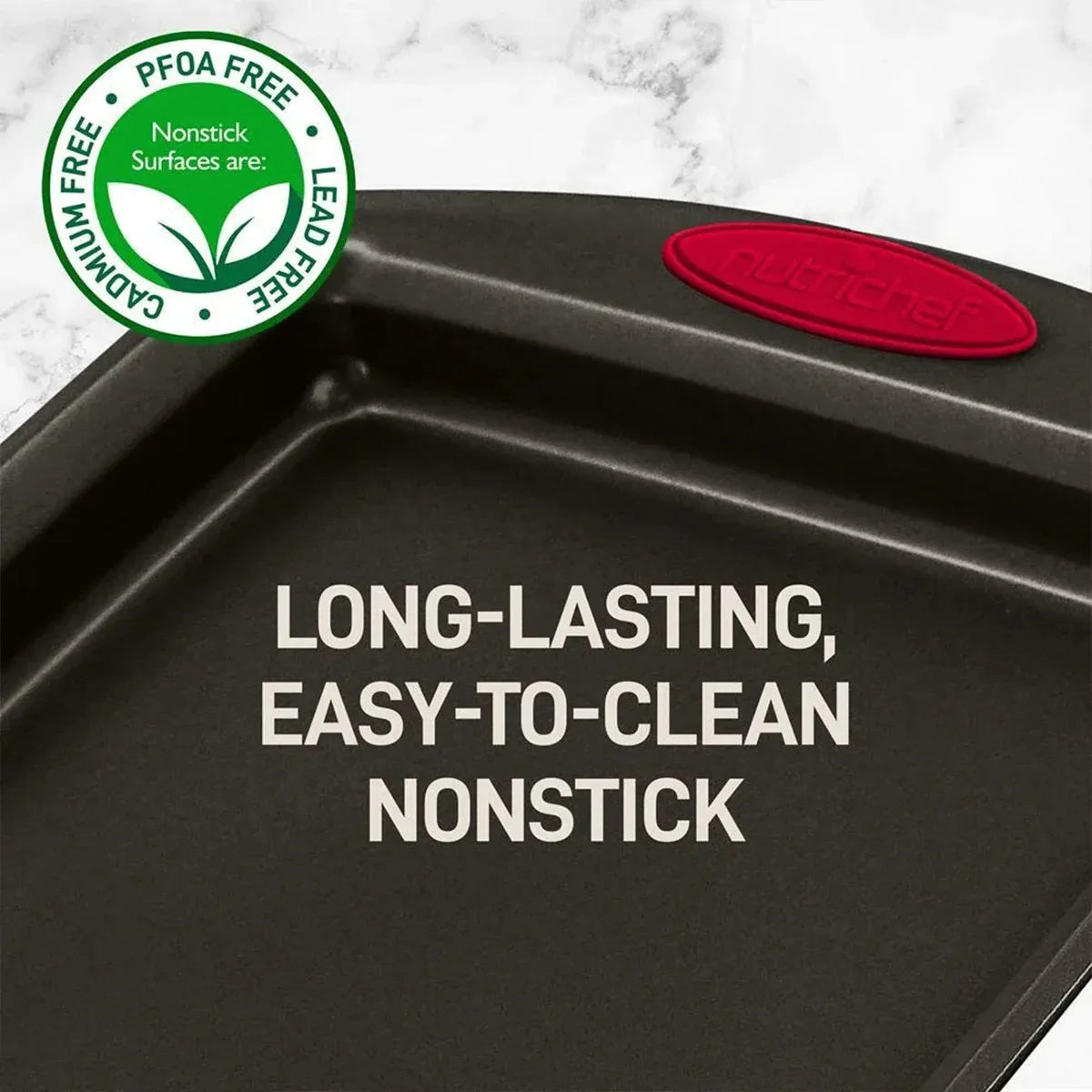 2 PCS Baking Tray with Silicone Handle Non-Stick Roasting Pan Safe Easy Clean