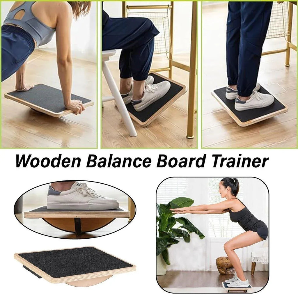 Balance Board Wooden Fitness Wobble Yoga Board Pilate Fitness Train