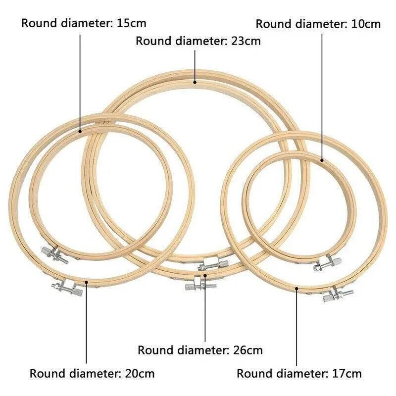 10PCS Bamboo Embroidery Hoops for Sewing Cross-Stitch & Wedding Crafts - 23CM