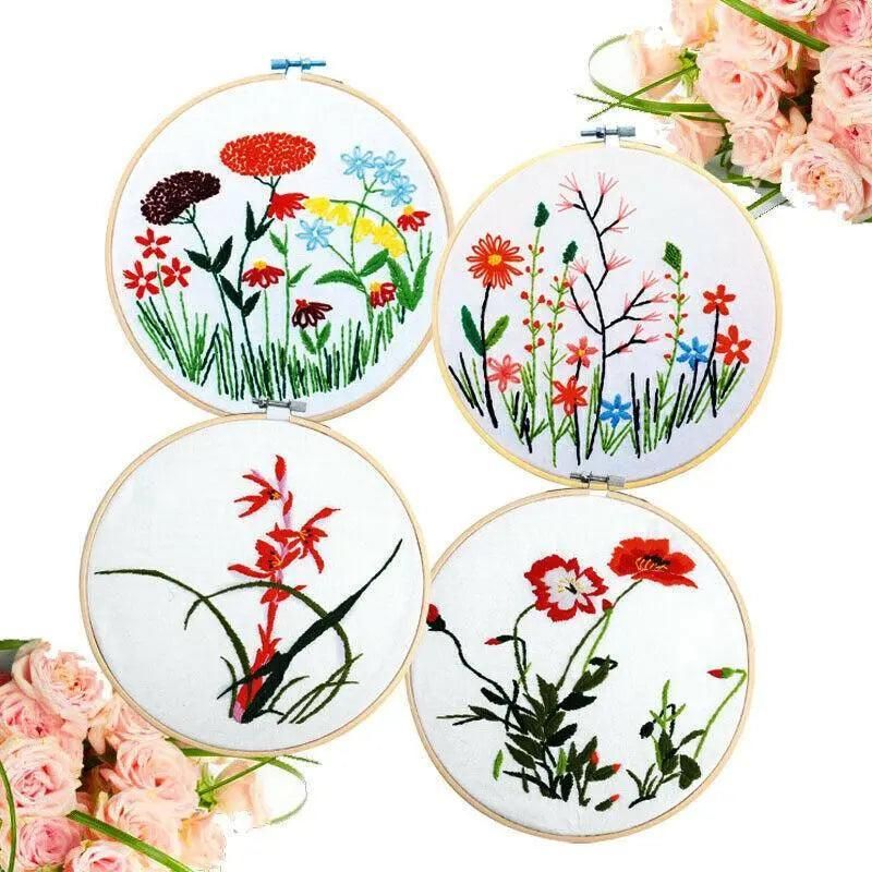 10PCS Bamboo Embroidery Hoops for Sewing Cross-Stitch & Wedding Crafts - 23CM