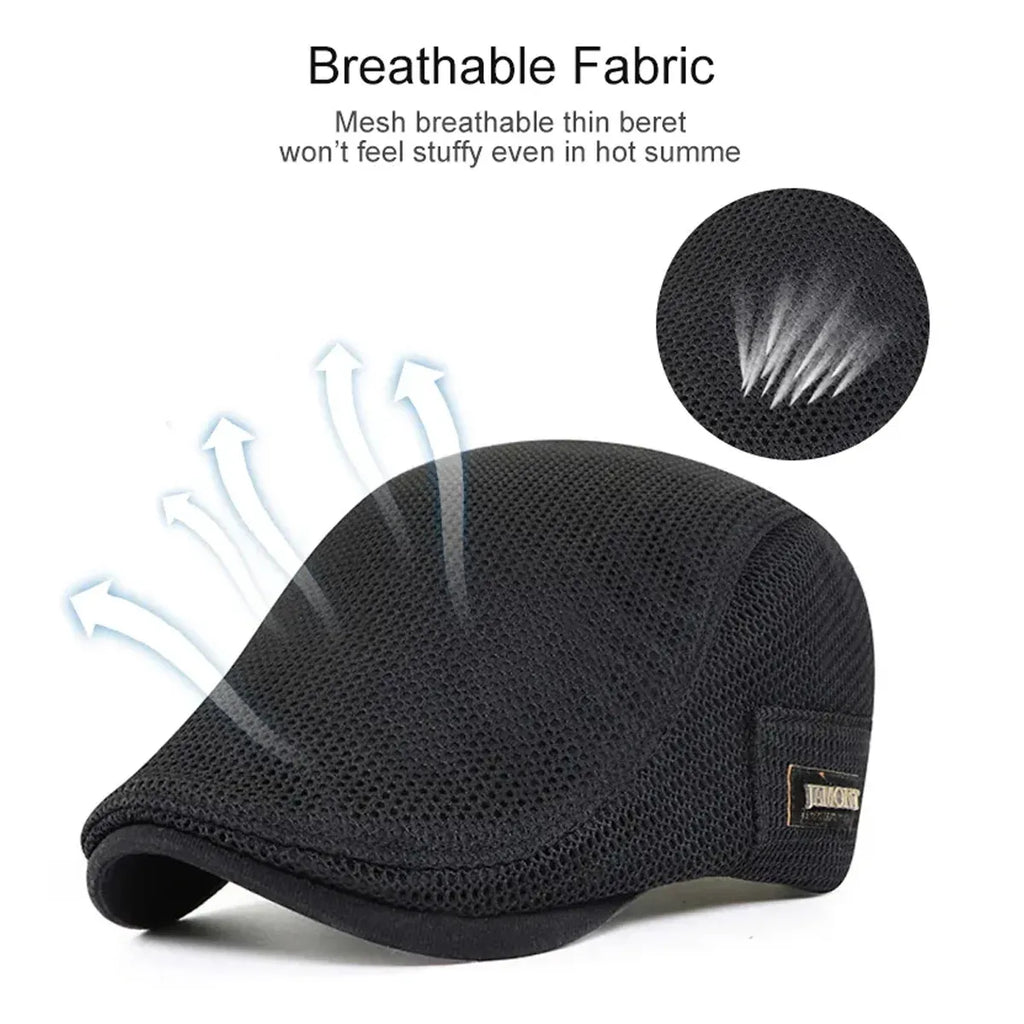 Summer Mesh Beret Cap Lightweight Breathable Thin Sunshade Hat Outdoor Style
