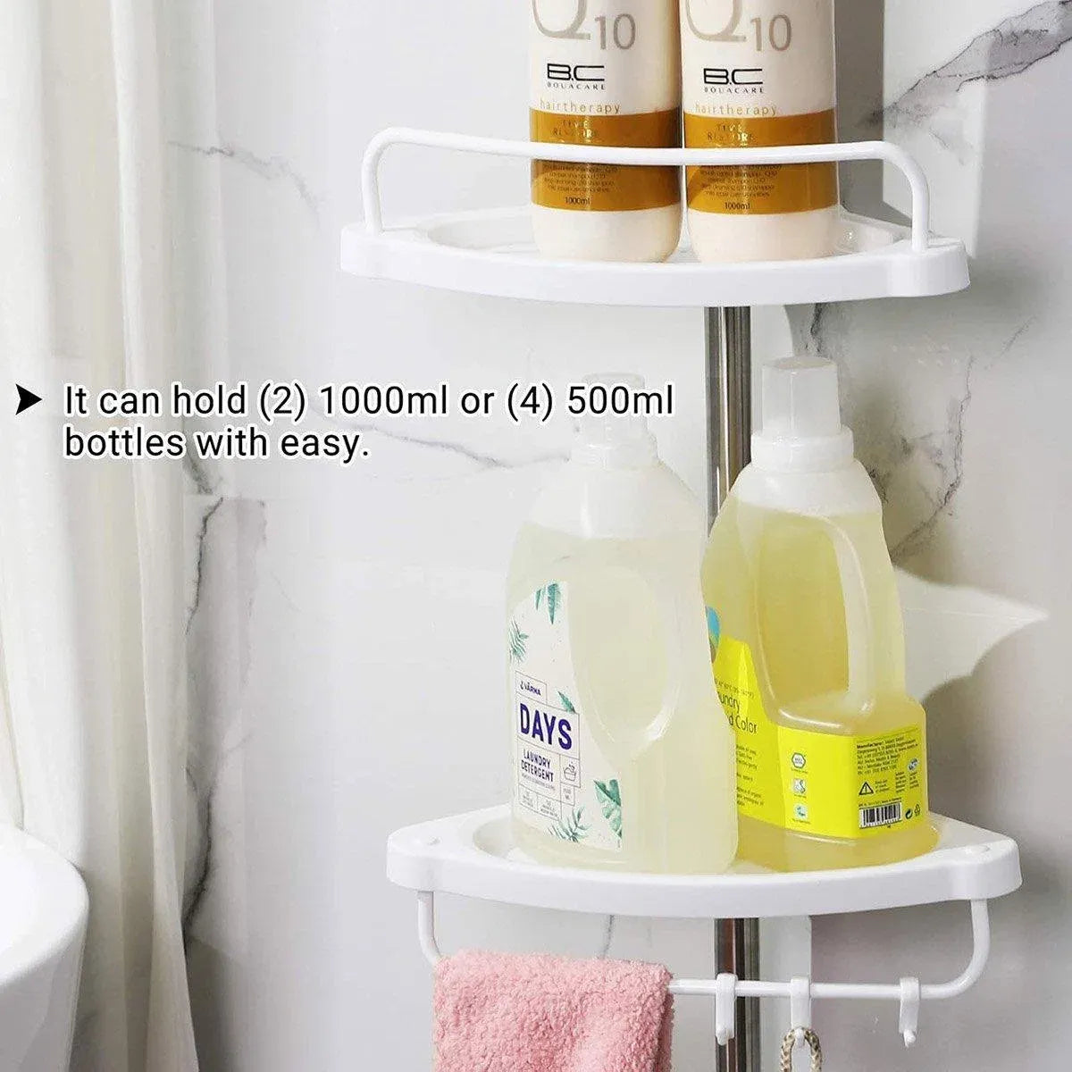 Retractable Tripod Bathroom Storage Shelf Perforation Free Floor Organizer Shelf