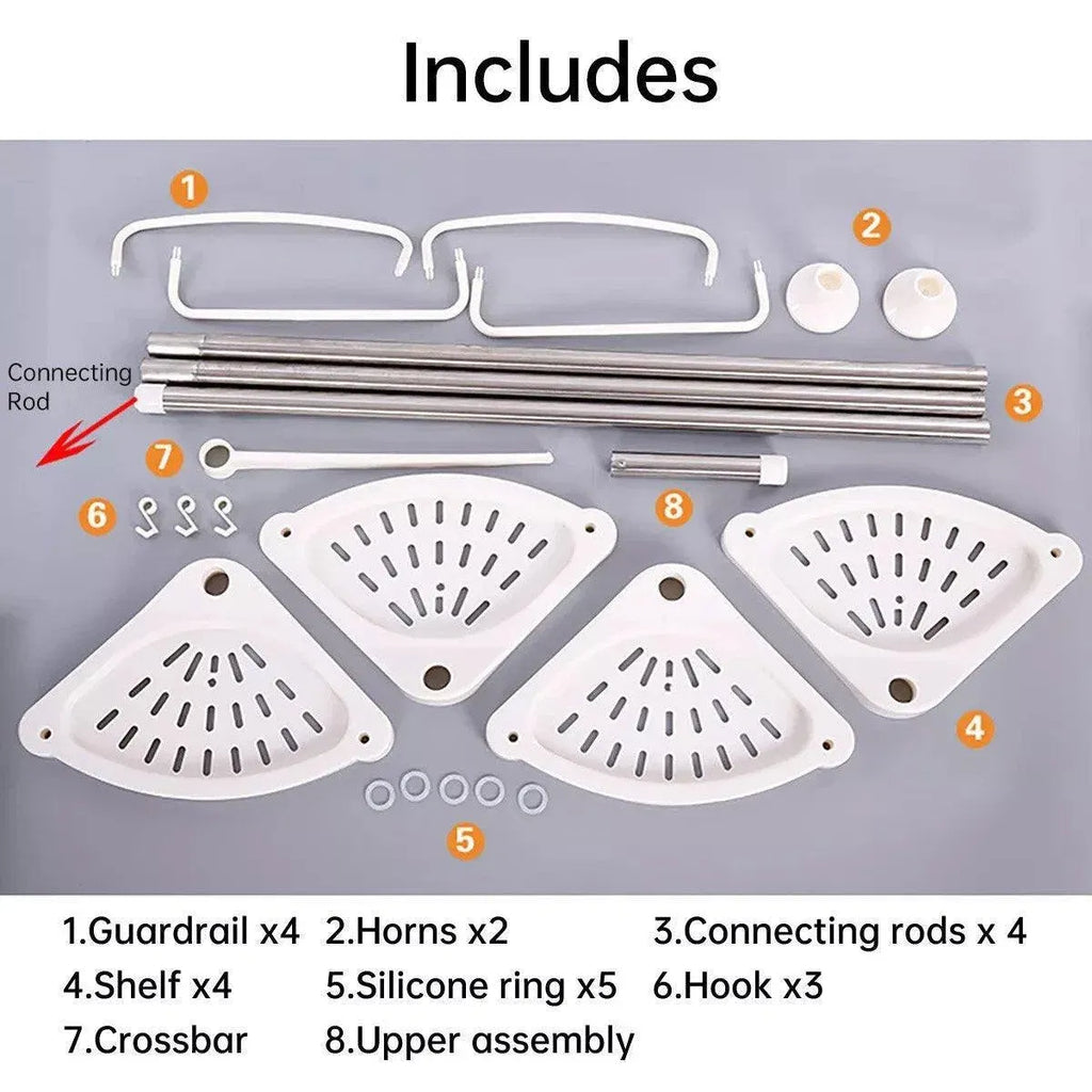 Retractable Tripod Bathroom Storage Shelf Perforation Free Floor Organizer Shelf