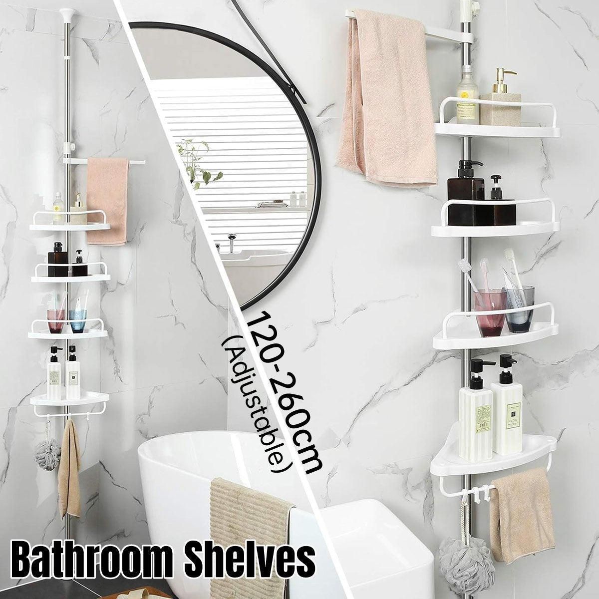 Retractable Tripod Bathroom Storage Shelf Perforation Free Floor Organizer Shelf