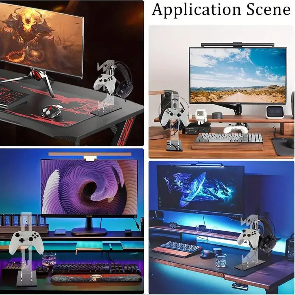 3 Tier Gamepad and Headset Display Stand for Gaming Accessories Organization - Transparent