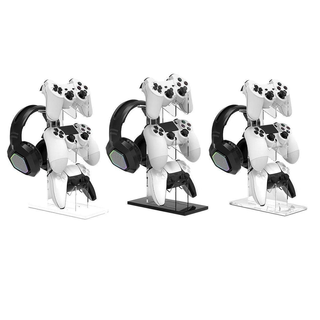 3 Tier Gamepad and Headset Display Stand for Gaming Accessories Organization - White