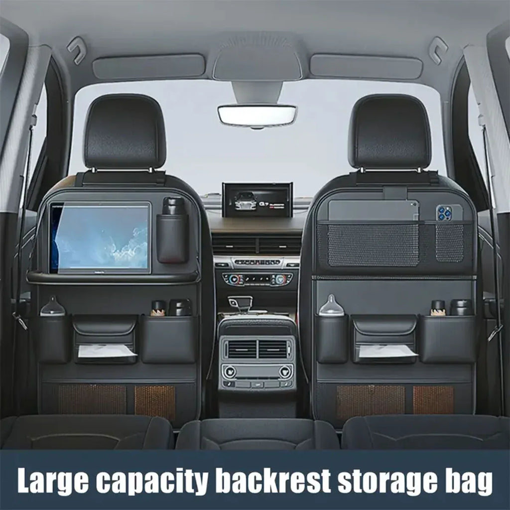Backrest Storage Organizer Bag with Foldable Table for Vehicle Travel and Daily Use
