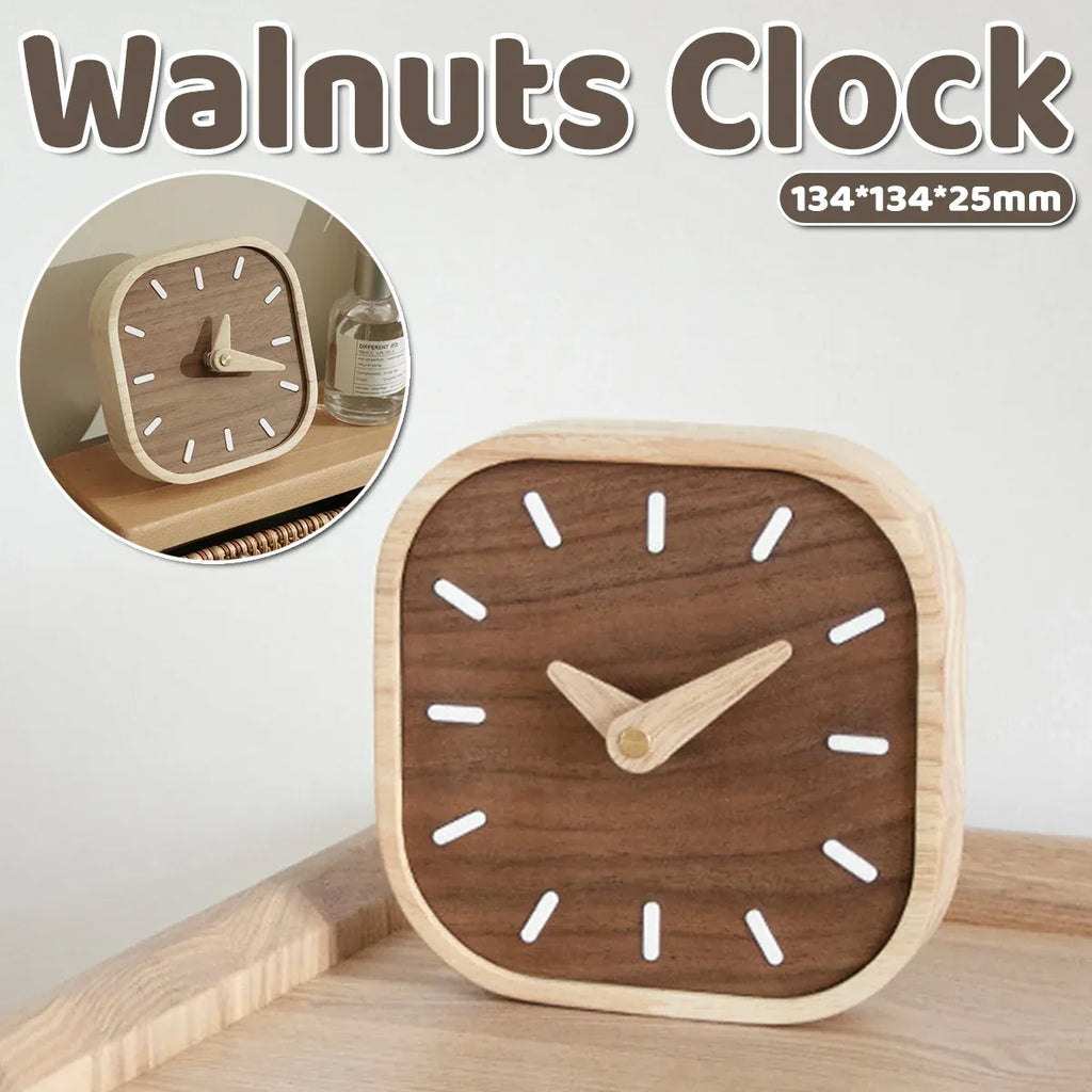 Quiet Running Solid Black Walnut Wood Desk Clock Small Table Clock Home Decor