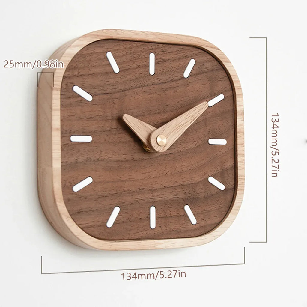 Quiet Running Solid Black Walnut Wood Desk Clock Small Table Clock Home Decor
