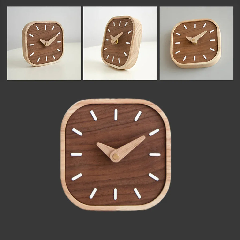 Quiet Running Solid Black Walnut Wood Desk Clock Small Table Clock Home Decor