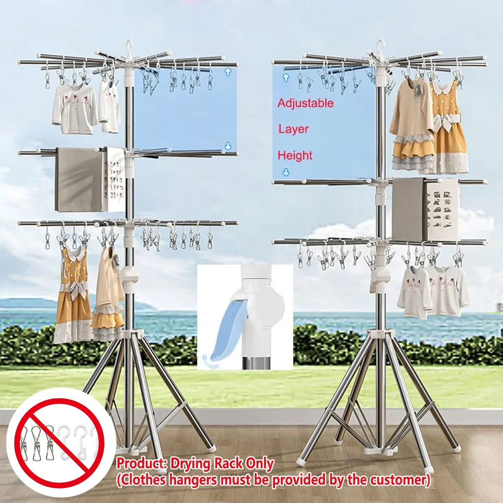 Folding Drying Rack Floor Stand Multi Functional Clothes Laundry Hanger Indoor