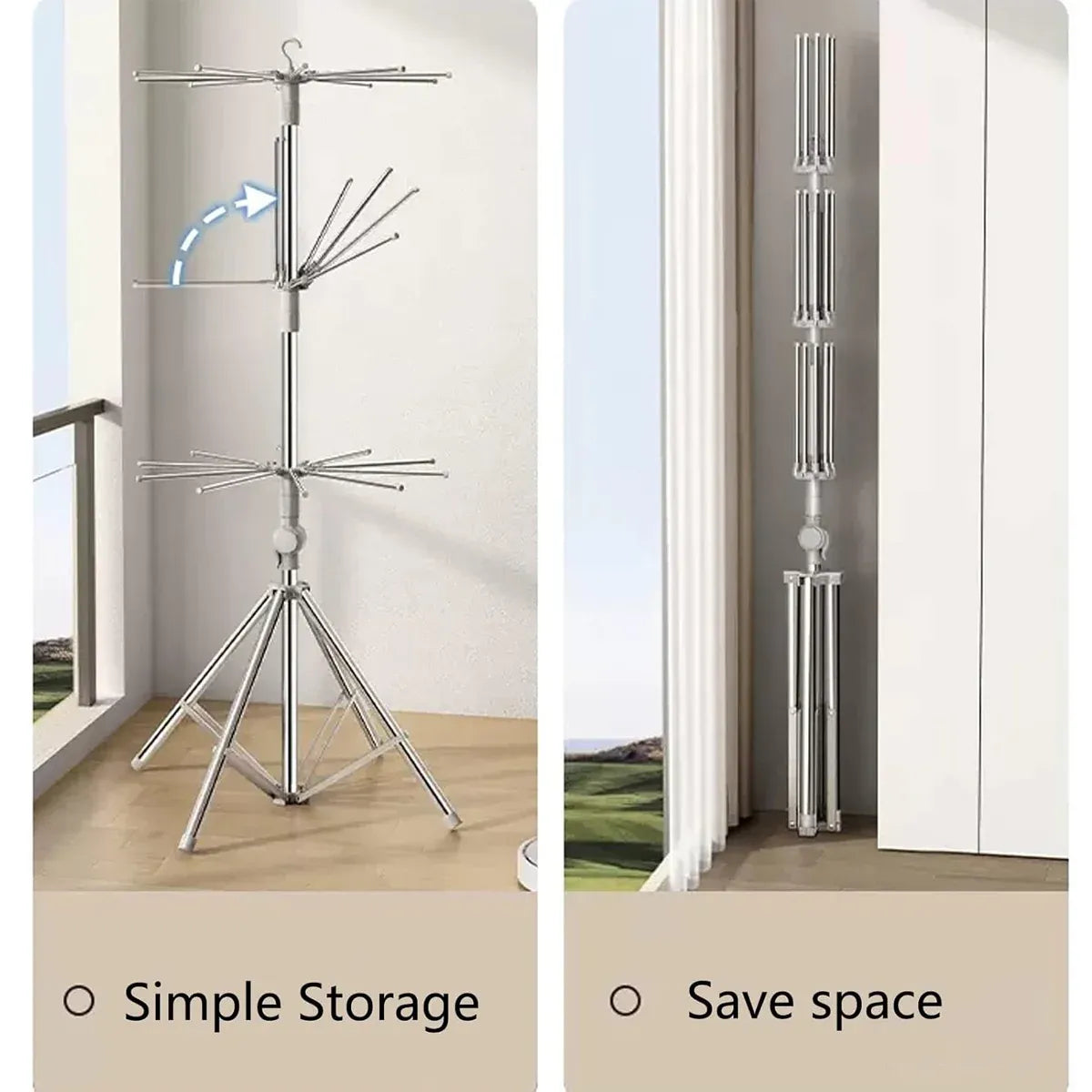 Folding Drying Rack Floor Stand Multi Functional Clothes Laundry Hanger Indoor