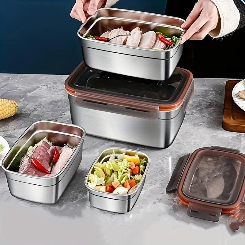 3500ml Stainless Steel Lunch Box Food Storage Container Meal Prep Crisper