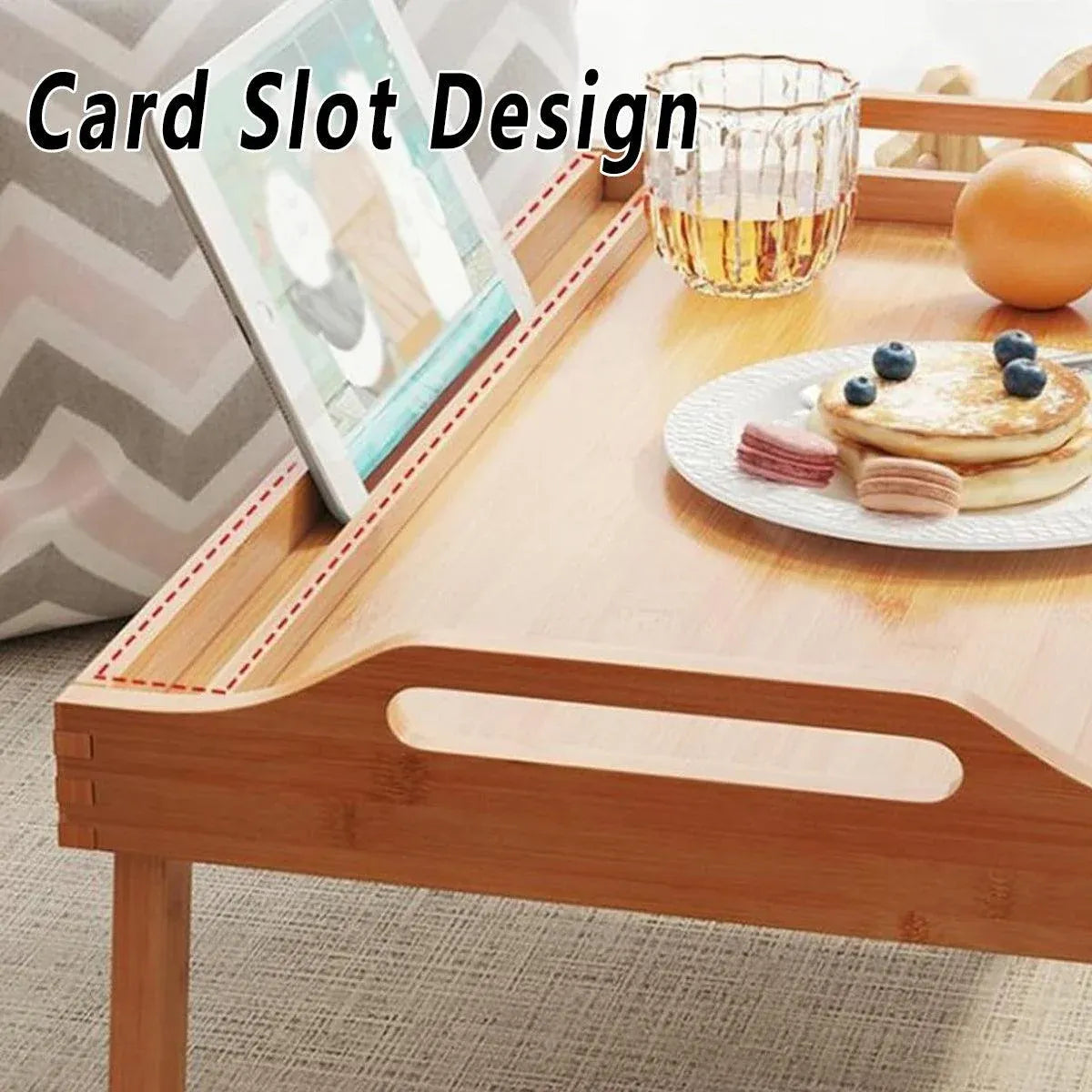 Small Folding Bed Table Portable Laptop Desk Flat Storage Tray for Home Office