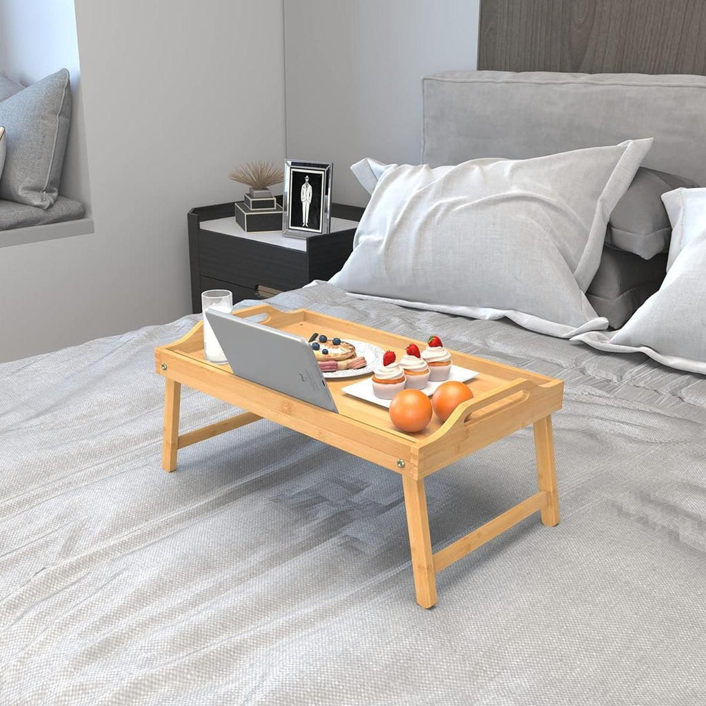 Small Folding Bed Table Portable Laptop Desk Flat Storage Tray for Home Office