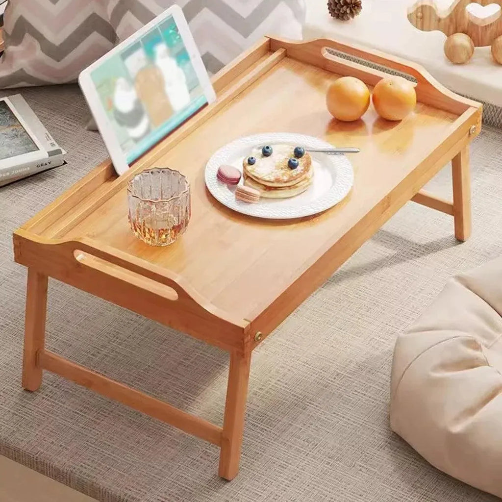 Small Folding Bed Table Portable Laptop Desk Flat Storage Tray for Home Office