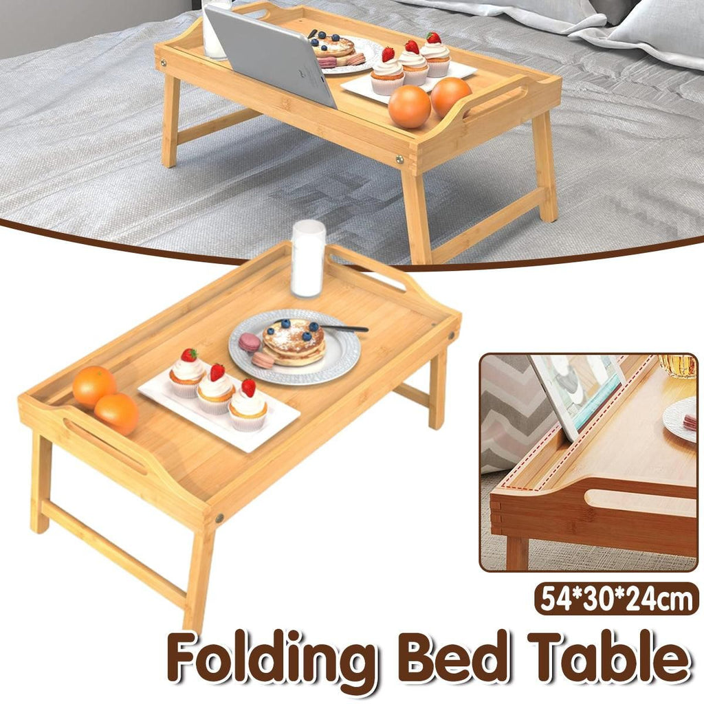 Small Folding Bed Table Portable Laptop Desk Flat Storage Tray for Home Office
