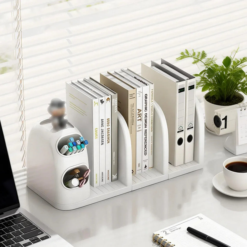 Desktop Book Stand With Storage Box Organizer For Study Reading Office Table