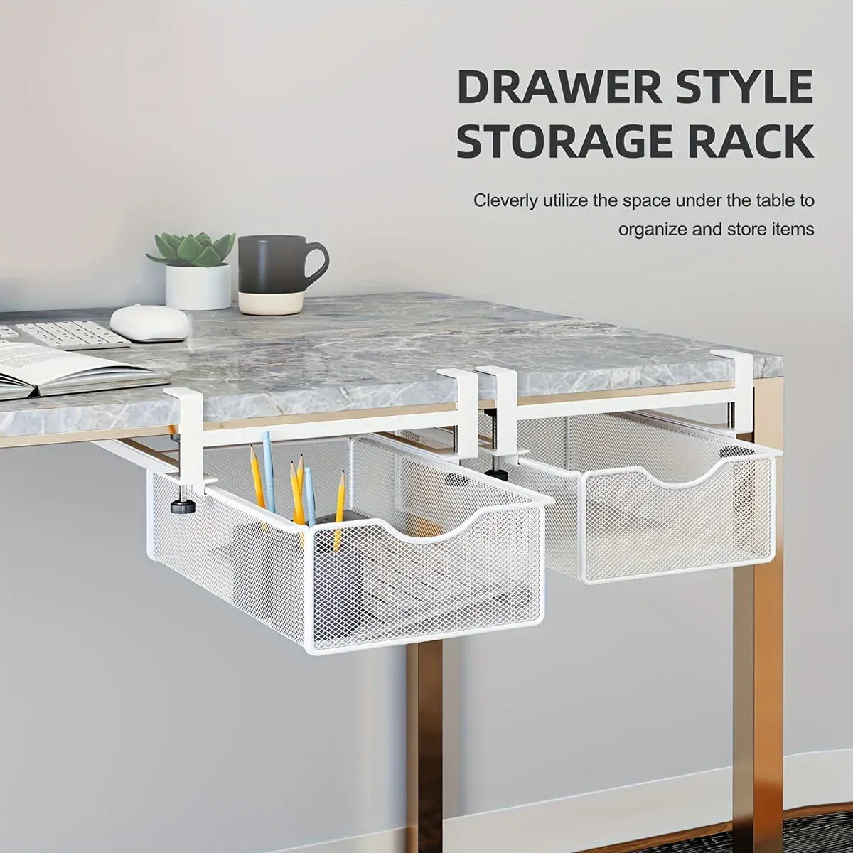 Office Desk Pull Out Hanging Basket Under Desk Storage Organizer for Stationery